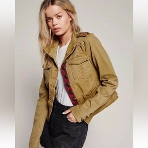 Free People Military Shrunken Officer Jacket XS Tomboy Fall Embellished